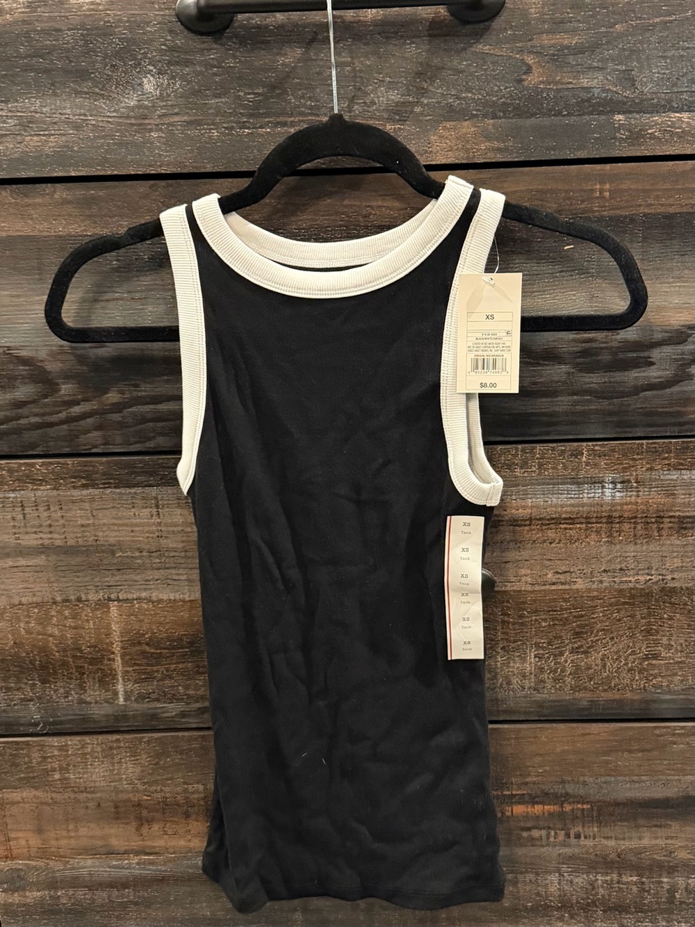 a new day Black Tank Top with White Trim